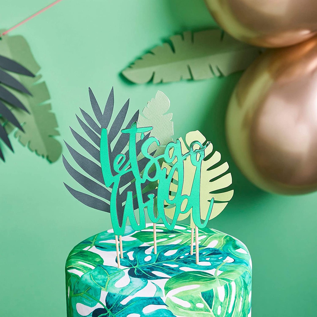 Set 7 Que Cắm Trang Trí Bánh Lá Cây Nhiệt Đới