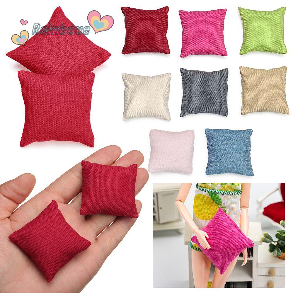 Set 2 Gối Ôm Mini Màu Cầu Vồng Trang Trí Nhà Búp Bê