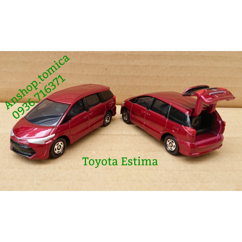 Mô hình siêu xe Toyota Estima màu đỏ mở được cốp sau tomica Nhật bản