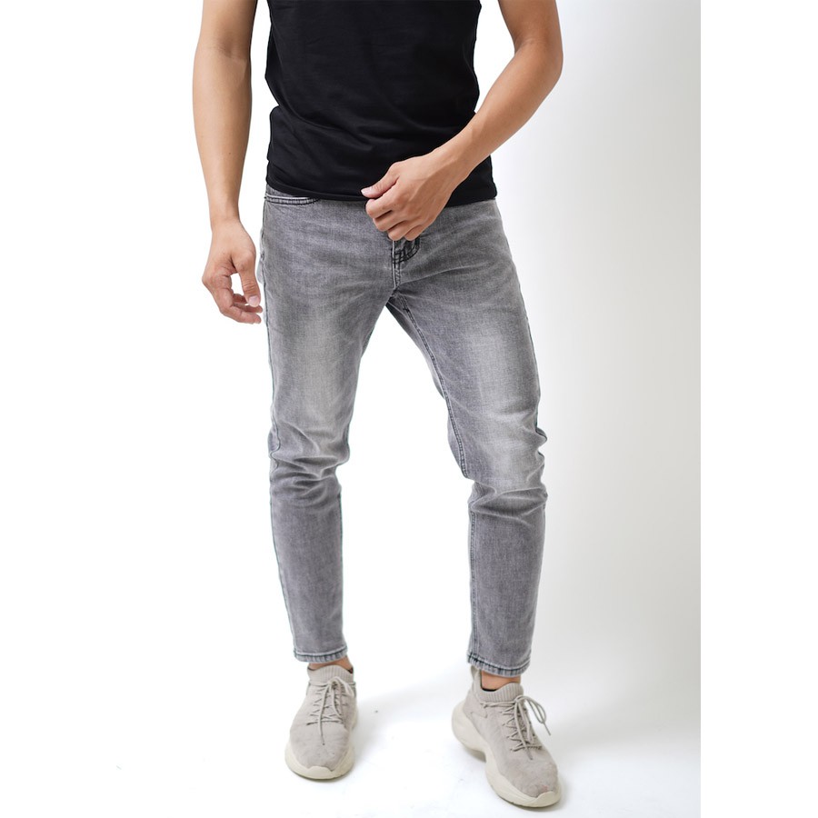 Quần Jeans Hàn Quốc Màu Xám Trơn Dáng Ôm Đẹp