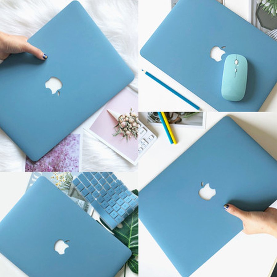 Case ,Ốp Macbook Màu Xanh Pastel (Nhám) (Tặng Kèm Nút Chống Bụi + Bộ kẹp chống gãy sạc)