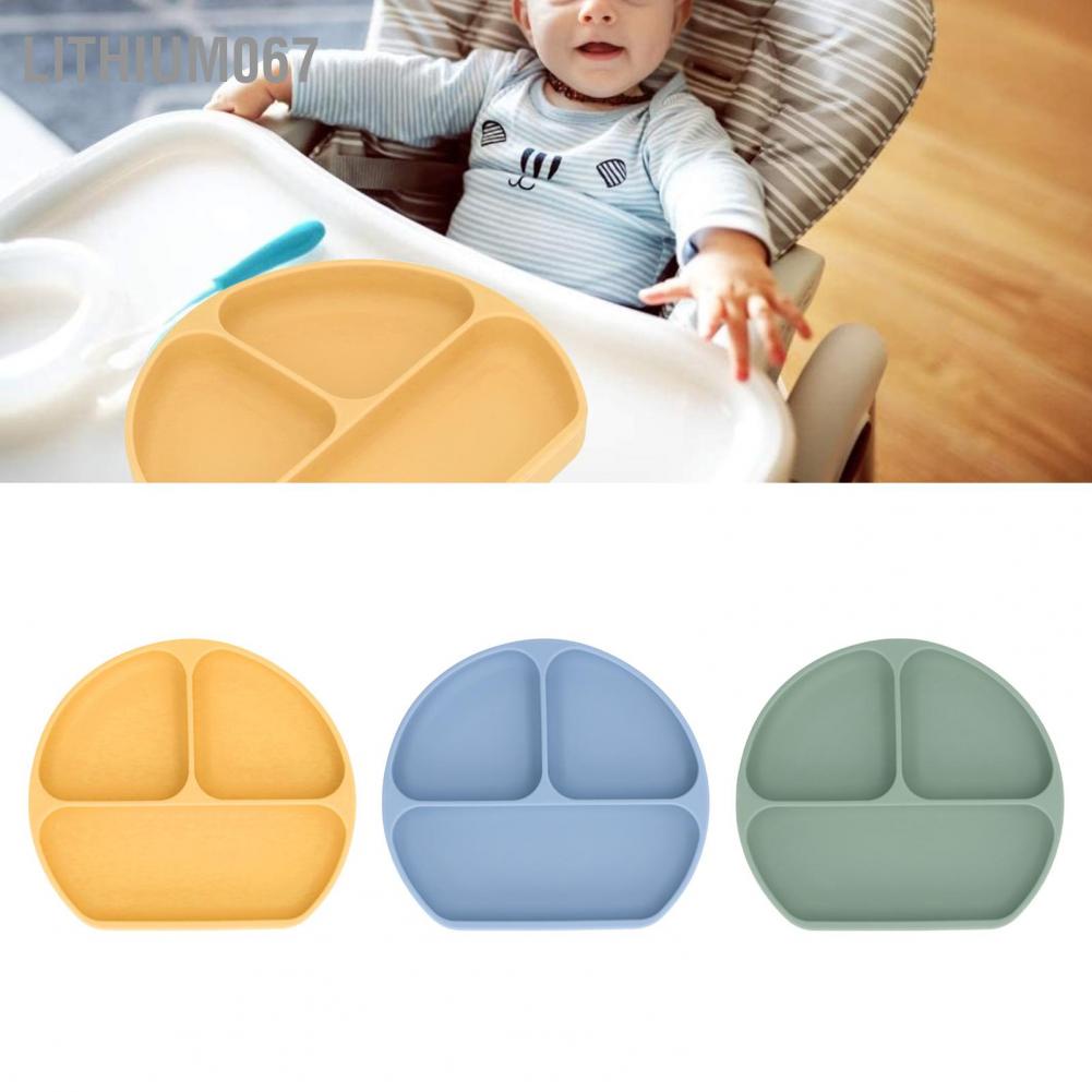 Lithium067 Lithium067 Đĩa hút em bé Không trượt Em tự ăn thức Lớp silicone mềm chia đôi