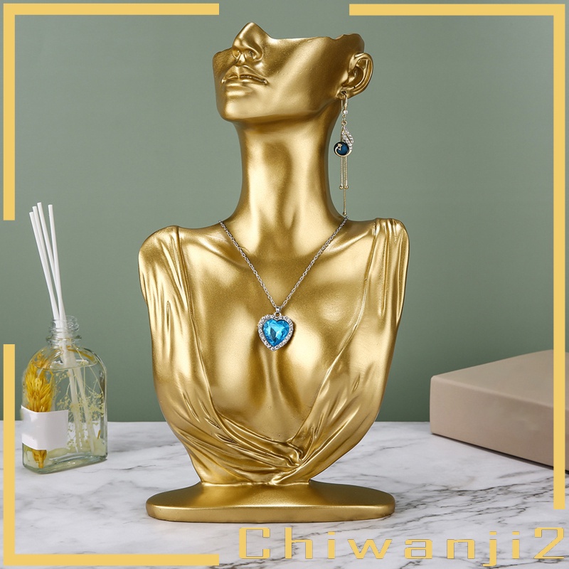 Mô Hình Đầu Ma Nơ Canh Màu Vàng Có Giá Đỡ Trưng Bày Trang Sức Chiwanji2