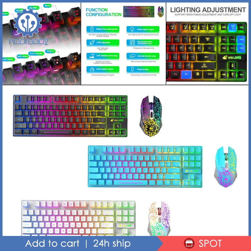 Combo BàN PhíM + ChuộT Gaming Koolsoo2 2400dpi MàU Đen