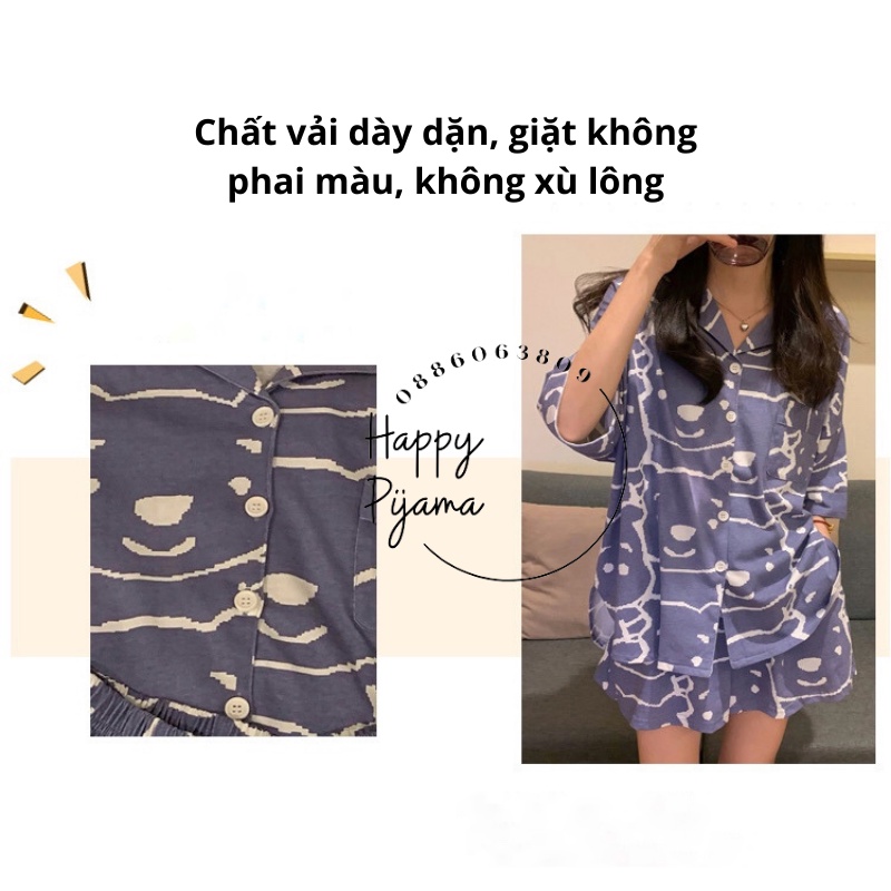 Bộ ngủ Pijama Cotton Hình Gấu CỰC HOT Hai Màu Xanh, Trắng | BigBuy360 - bigbuy360.vn
