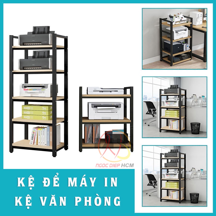 Kệ để máy in đồ văn phòng phẩm nhiều tầng, khung sắt sơn tĩnh điện chắc chắn bền đẹp, lắp ráp dễ, tiết kiệm không gian -