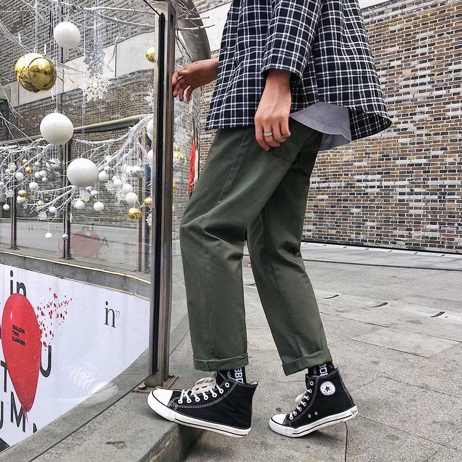 Quần Kaki Nam Nữ Ống Suông Basic Unisex - Kiểu quần baggy nam ống rộng màu đen và be All.Streetwear