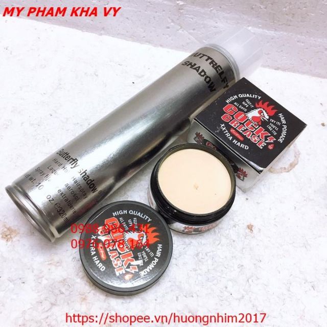 Combo Sáp Vuốt Tóc Nam Con Gà Cock Crease và Gôm Xịt Tóc 320ml