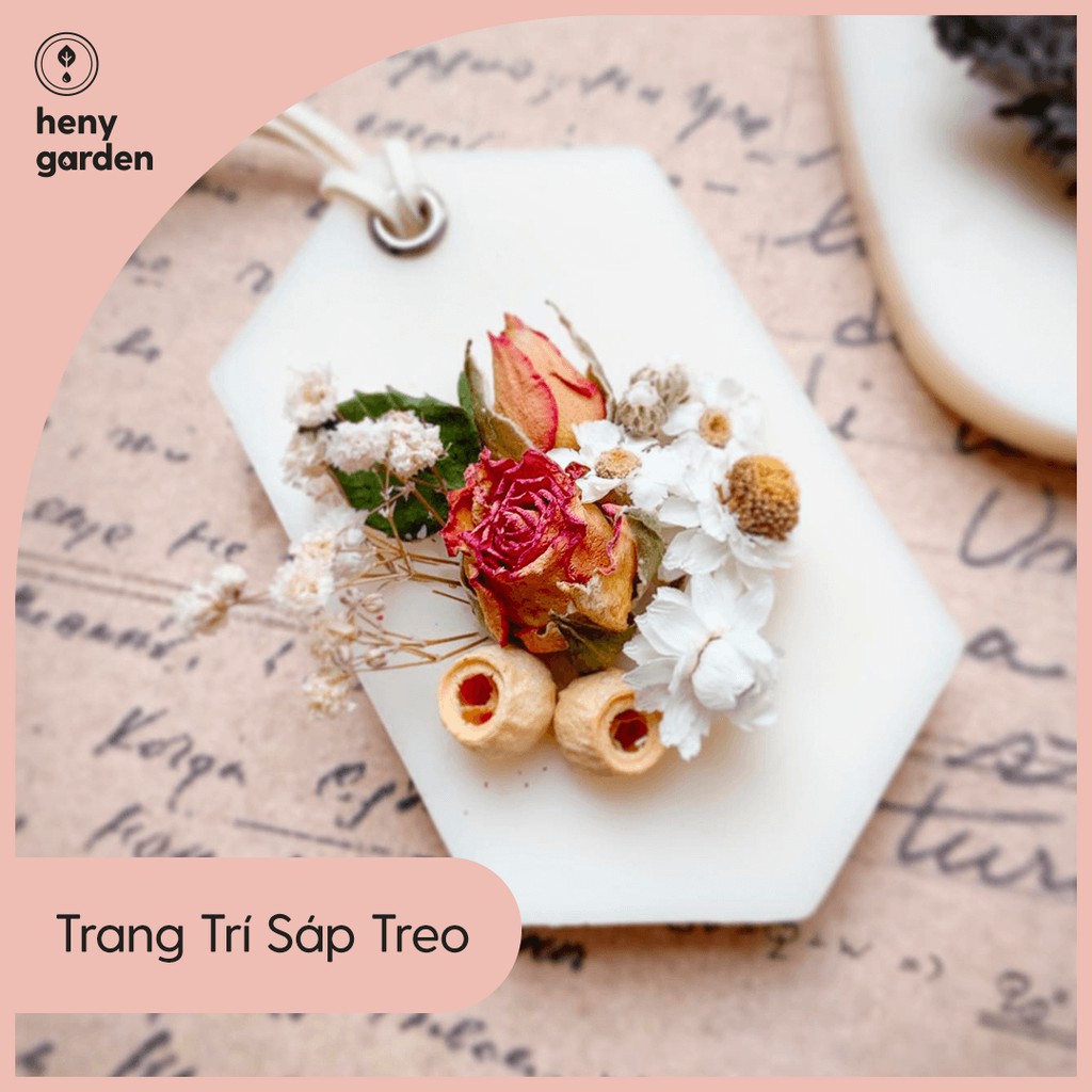 Hoa Khô Trang Trí Nến Thơm, Sáp Thơm Handmade HENY GARDEN Túi Nhiều Loại