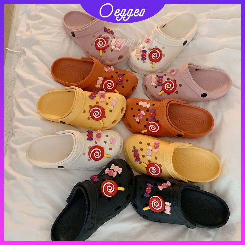 Giày Búp Bê Đế Bằng Chống Thấm Nước Đính Hoa Và Kẹo Mút Dễ Thương Cho Nữ