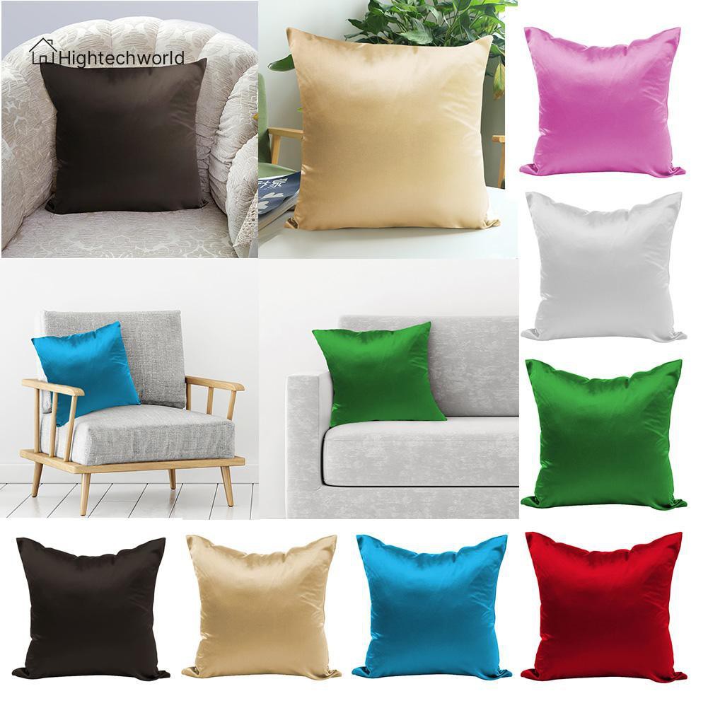 Vỏ Gối Sofa Vải Lụa Satin Màu Trơn Phong Cách Hiện Đại