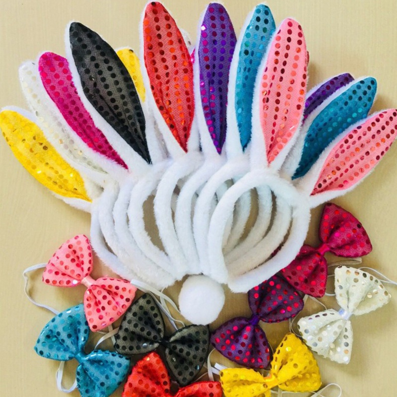 Bộ 3 Băng Đô Tai Thỏ Hoạt Hình Dùng Hóa Trang