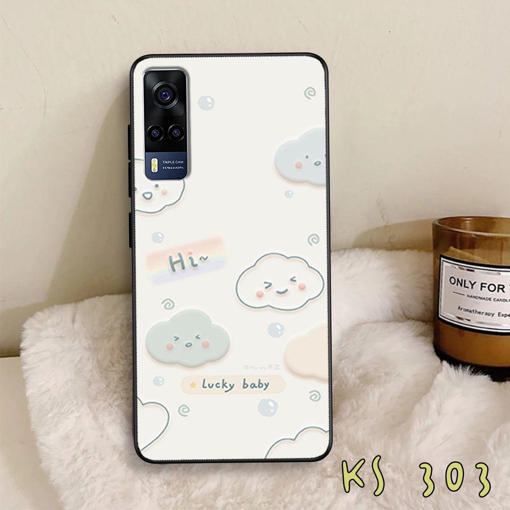 Ốp lưng Vivo Y72 5G - Y51 2020 - Y53s - Ốp lưng vivo in hình gấu &amp; thỏ đang yêu - lưng nhám viền TPU cao cấp