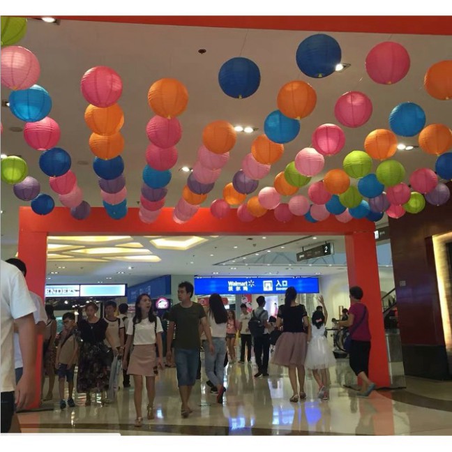 Đèn lồng giấy tròn nhiều màu D15/20/25/30/40cm trang trí tết, lễ hội, sự kiên