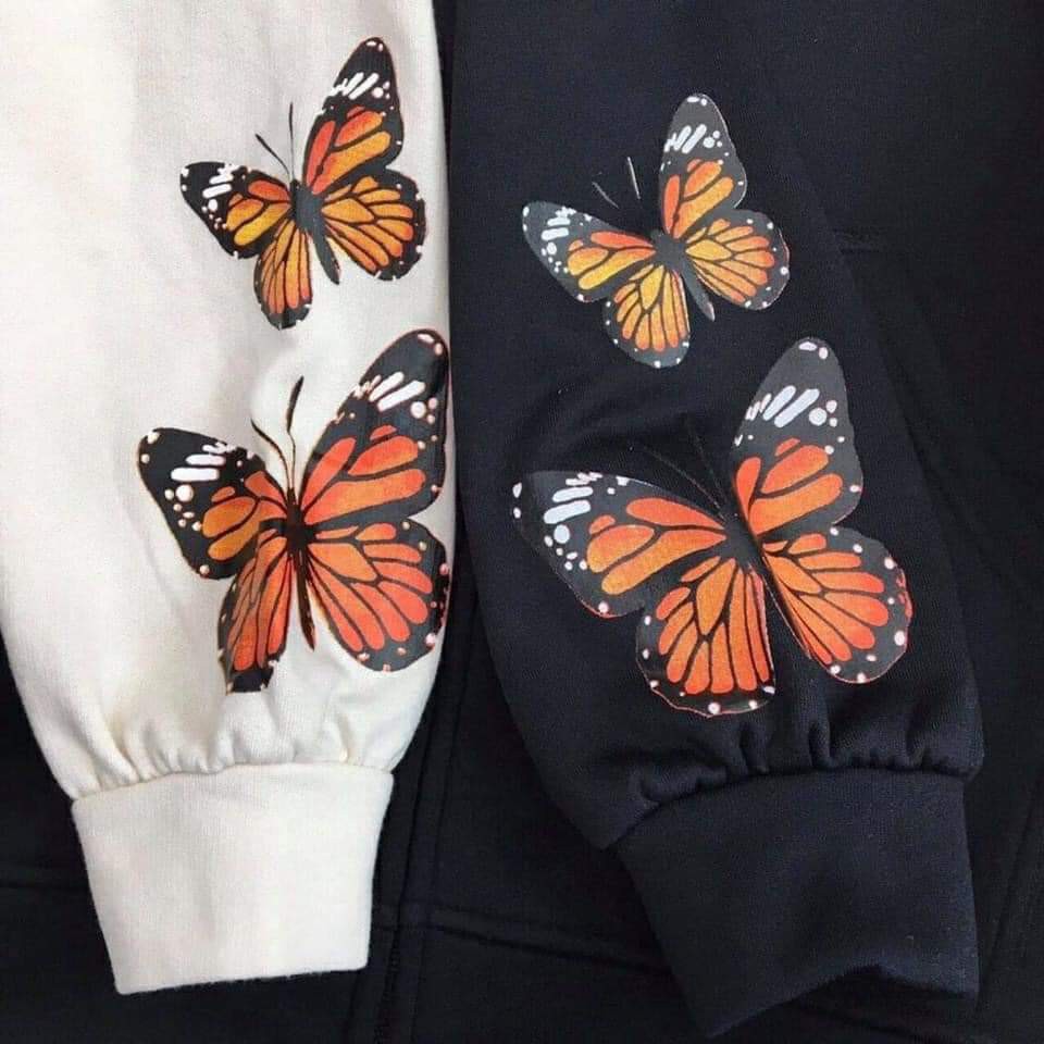 Áo khoác hoodie nỉ bông unisex bướm