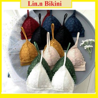 Áo lót nữ, áo ngực ren không gọng hoa cúc, áo bra nữ ren mút mỏng cài sau