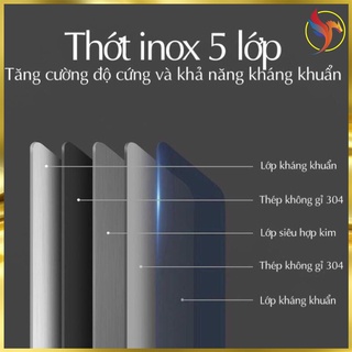 Thớt inox kháng khuẩn, khử mùi, chống nấm mốc, cường lực - sus inox 304, kt : 34cm x24cm
