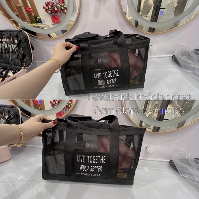 Túi xách dạng vải lưới đựng máy làm tóc và phụ kiện rộng rãi, nhẹ nhàng Live Togethe much better
