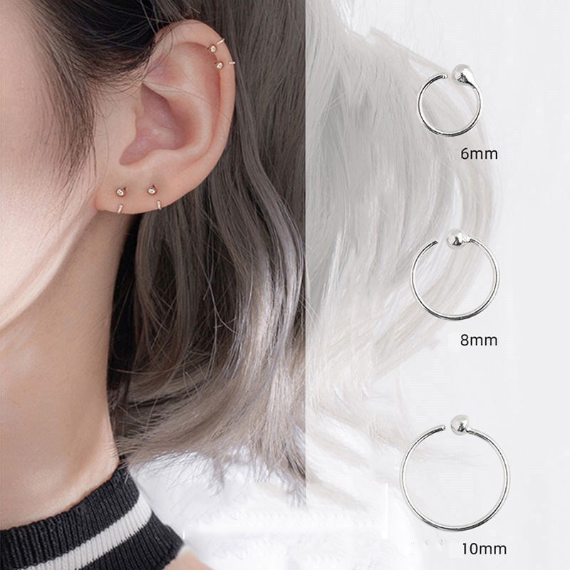 Bông Tai Hình Tròn Bằng Bạc Nguyên Chất Thiết Kế Đơn Giản Thời Trang Cho