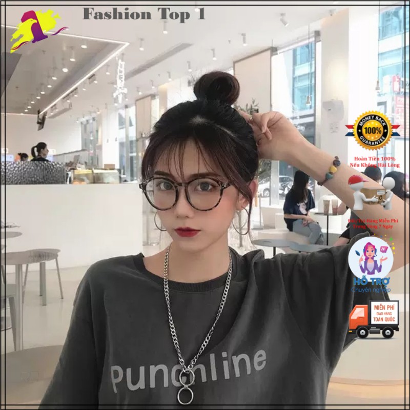 Kính mắt tròn nam nữ gọng dẻo oval cute FS.Top1 [Tặng Kèm Bao Da]