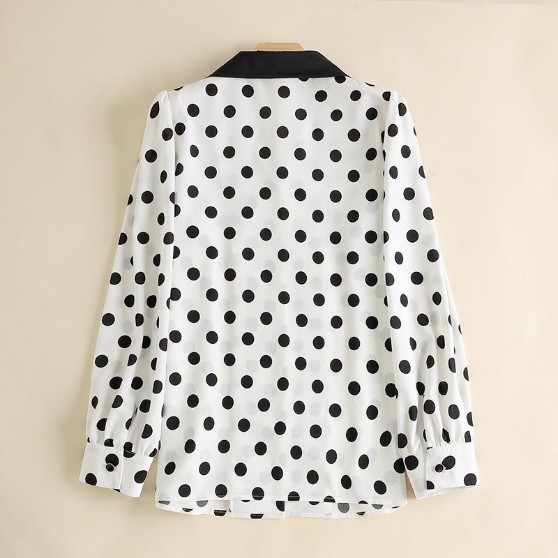 Áo sơ mi ZANZEA tay dài cổ bẻ họa tiết chấm bi phong cách Hàn Quốc thanh lịch dành cho nữ