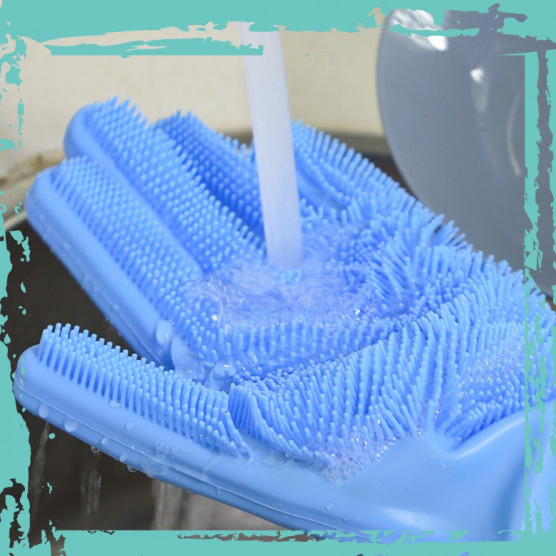 [Chăm sóc nhà cửa] Găng tay silicon rửa bát tạo bọt (1 đôi) - Dụng cụ vệ sinh