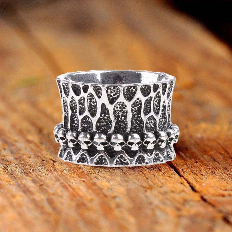 Nhẫn Bạc Hình Đầu Lâu Phong Cách Gothic Punk Cá Tính Cho Nam Và Nữ