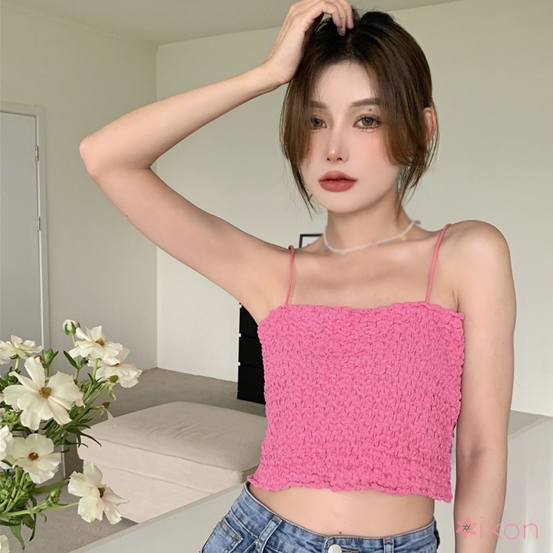 Áo Croptop Hai Dây Màu Sắc Trơn Thời Trang Mùa Hè Dành Cho Nữ