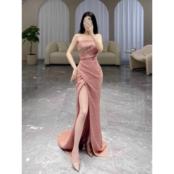 Đầm váy dạ hội body nhũ đuôi cá xẻ tà