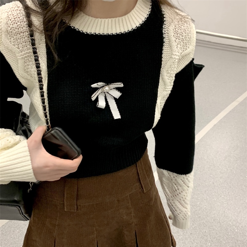 Áo sweater PERTY dệt kim thiết kế mới phong cách Hàn Quốc độc đáo thời trang