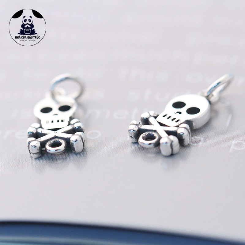 💖 Charm bạc s925 hình đầu lâu xương chéo (charm treo) size 7*14.8mm - Panda House