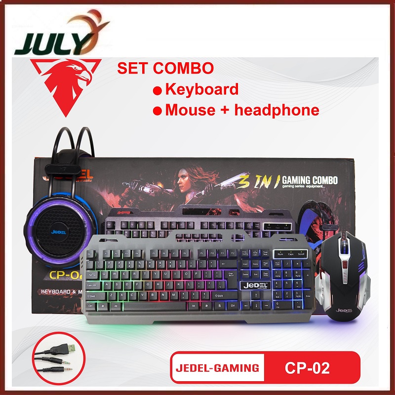 Combo phím chuột tai nghe JEDEL CP-02 ( 3 in 1 gồm : phím,chuột,tai nghe LED )