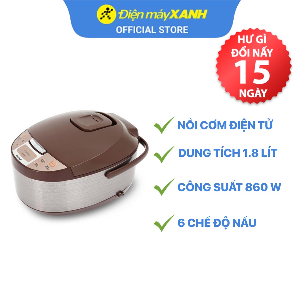 Nồi cơm điện tử Comfee CR-FD1820C 1.8 lít 860W chất liệu lòng nồi hợp kim nhôm phủ chống dính - Chính hãng BH 12 tháng