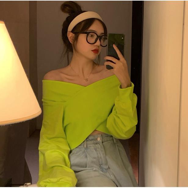 Áo Len Tay Dài Cổ Chữ V Màu Sắc Đơn Giản Phong Cách Hàn Quốc Thời Trang Mùa Xuân Cho Nữ 2021