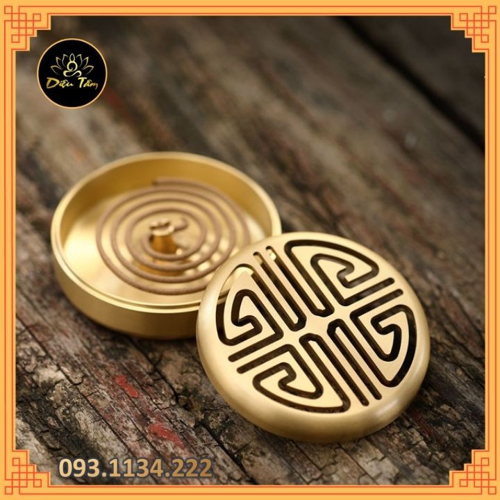 Bộ dụng cụ xông trầm hương nhiều món bằng đồng vàng nguyên chất tặng bột Nhật dẫn lửa/ khuôn tạo nụ trầm