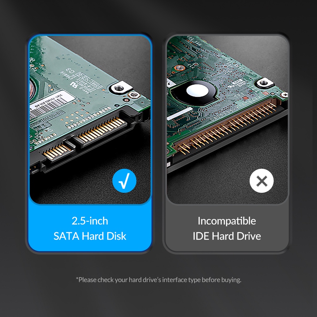 Hộp đựng ổ cứng ngoài ORICO USB C 6Gbps 2.5 inch SATA sang USB 3.1 cho 2.5" SSD/HDD hỗ trợ UASP