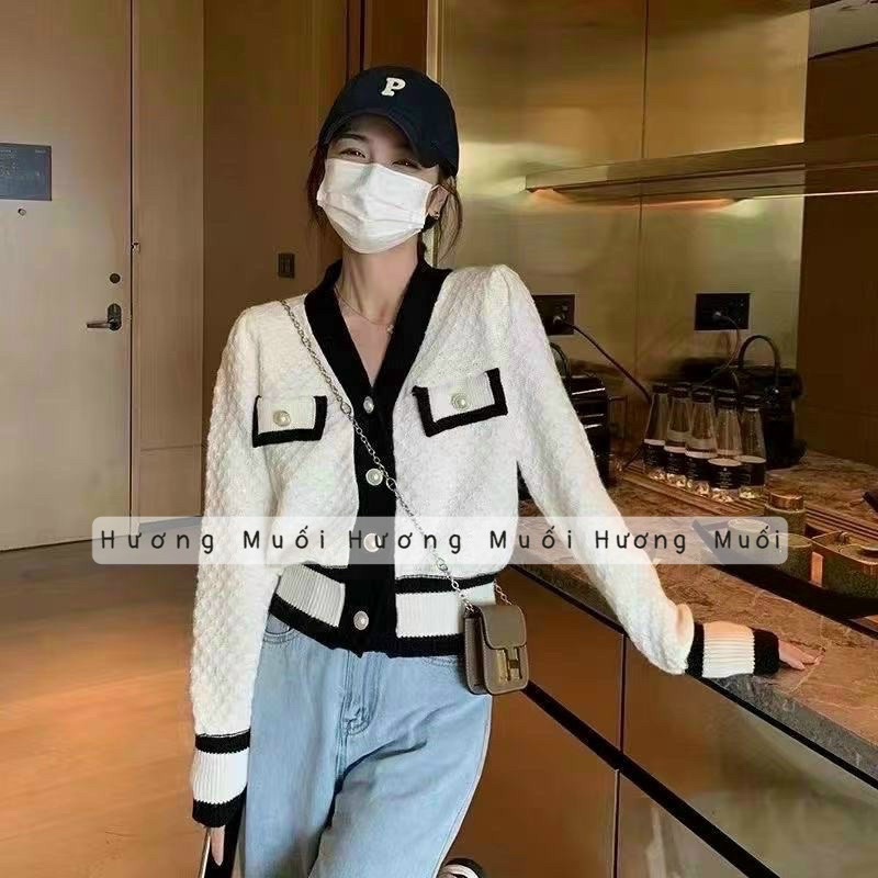 Áo cadigan dáng ngắn viền cúc ngọc to | BigBuy360 - bigbuy360.vn