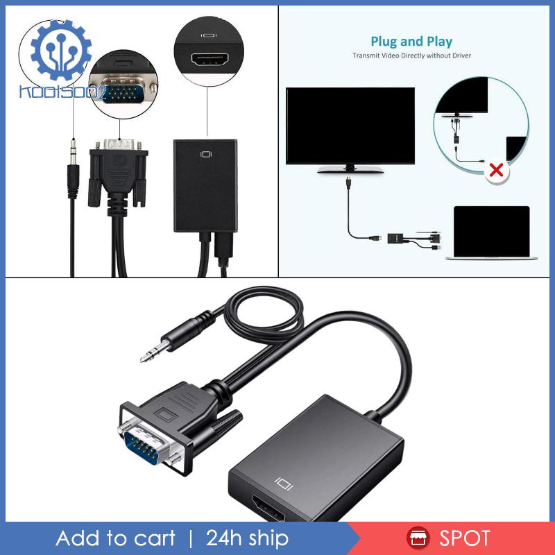 Bộ Chuyển Đổi VGA Sang HDMI 2 Màu Đen Cho Máy Tính Để Bàn Chromebook