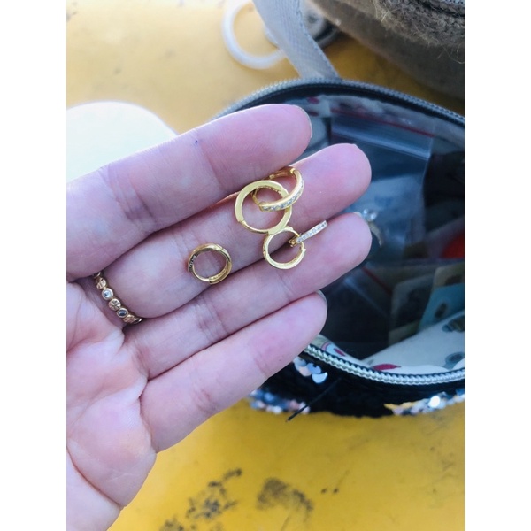 Bông tai bấm đính đá gold 10kaaaa