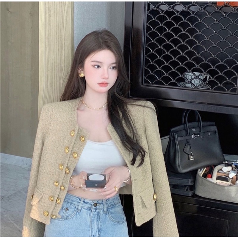 Áo dạ TWEED cúc đồng 4 màu