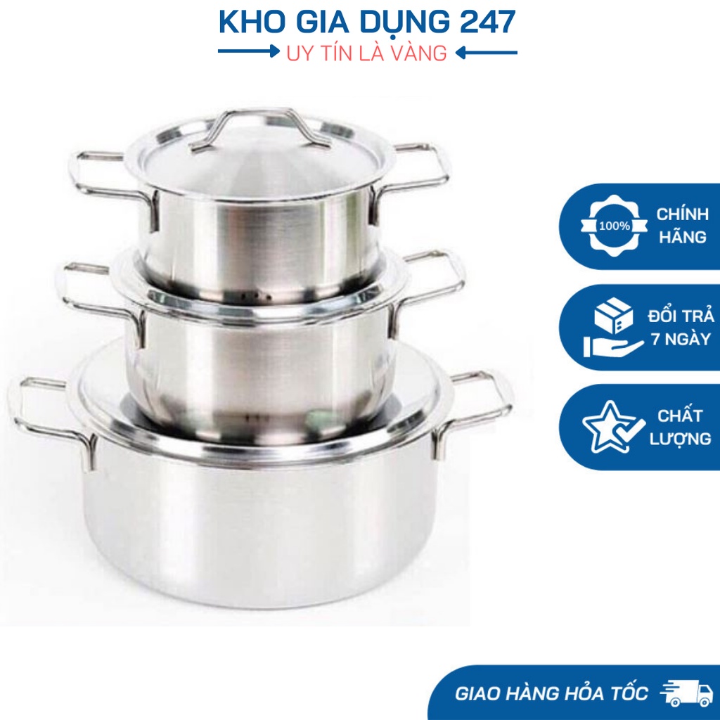 Bộ 3 Nồi Sharp Chất Liệu Inox 0.4mm, Tiện Ích, Đa Năng, Tiết Kiệm Nhiên Liệu - Bộ Nồi Inox