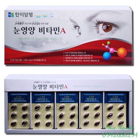 Viên Bổ Mắt Vitamin A Hanmi Hàn Quốc, Hộp 120 Viên
