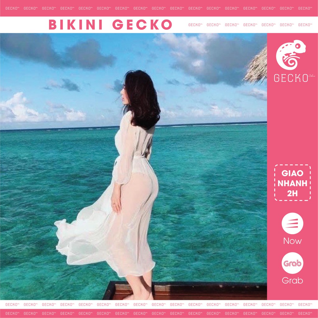 Áo Khoác Kimono Đi Biển Dáng Dài, Áo Choàng Bikini Chân Váy Voan GK0402 (Ảnh Thật) Có Dây Cột Eo | BigBuy360 - bigbuy360.vn