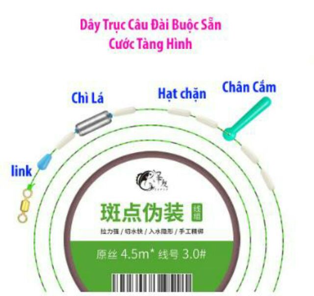 [Mã FAMAYMA giảm 10K đơn 50K] Dây Trục Câu Đài Buộc Sẵn Cước Câu Cá Tàng Hình DAY-CUOC , cước câu cá