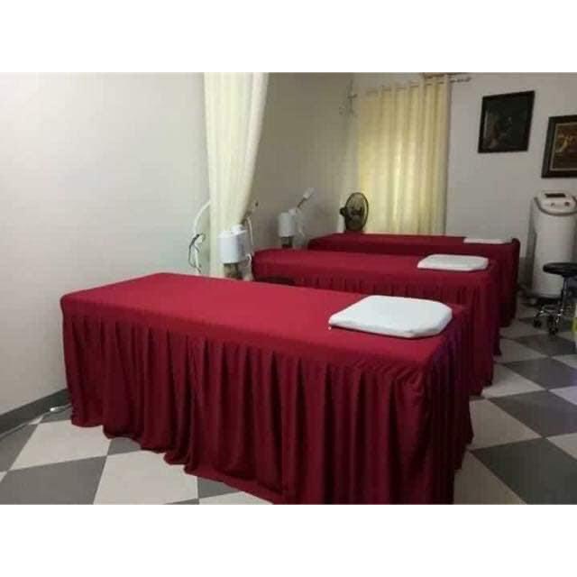Ga giường vải thun ⚡ GIÁ SỐC ⚡ Ga giường Spa, giường gội, nối mi chất vải thun đẹp nhiều màu, dày dặn, đường may tỉ mỉ