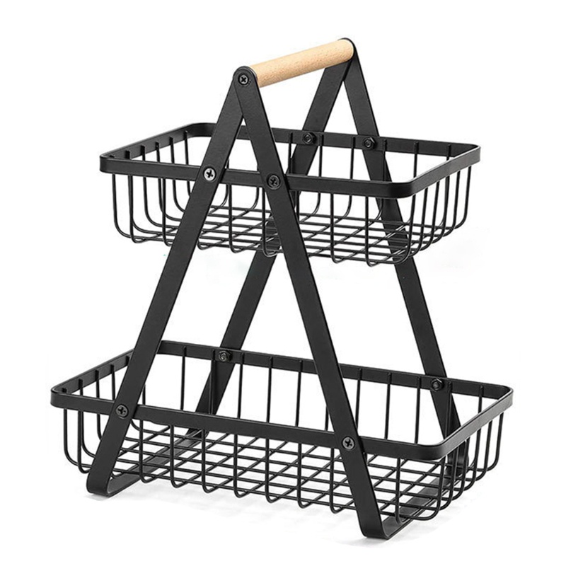 Aoto Rổ Kim Loại 2 Tầng Đựng Trái Cây / Mỹ Phẩm / Rau Củ Quả Tiện Lợi Cho Nhà Bếp