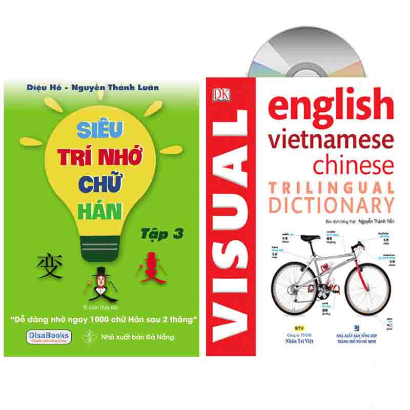 Sách - Combo 2: Siêu trí nhớ chữ Hán Tập 03 + Từ điển hình ảnh Tam Ngữ Trung Anh Việt + DVD quà tặng