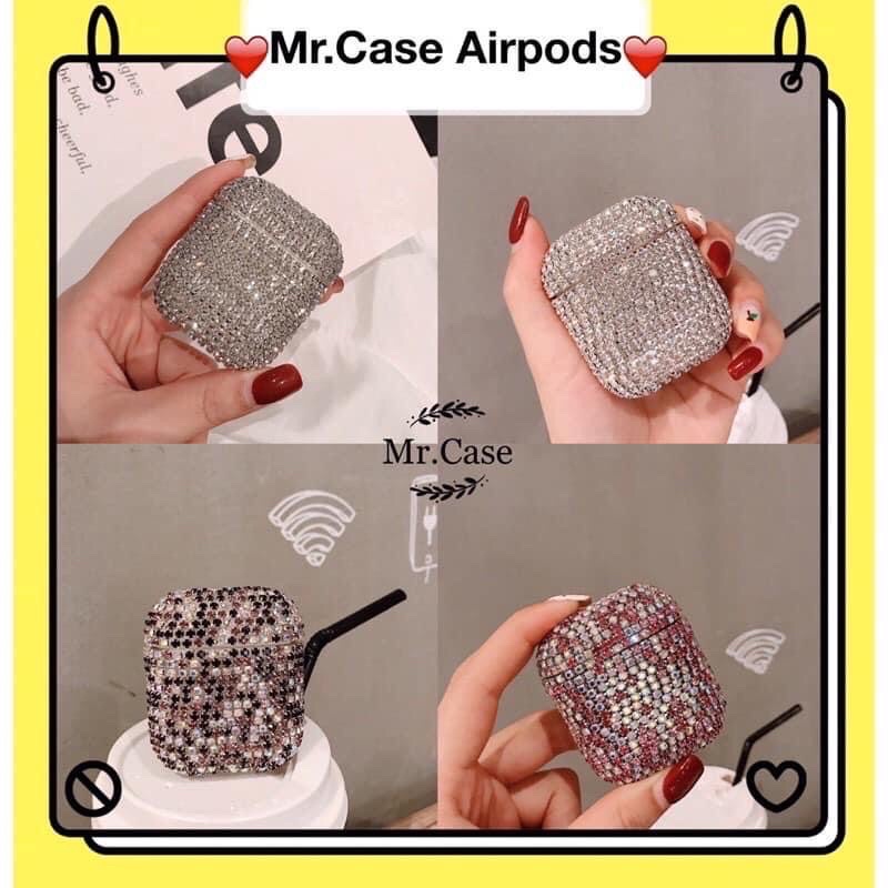 Case Airpods 1/2 Pro Vỏ Ốp Đựng Tai Nghe Đính Full Đá Nhân Tạo Kim Cương Lấp Lánh Bằng Pc Cứng - Mr.Case Airpods