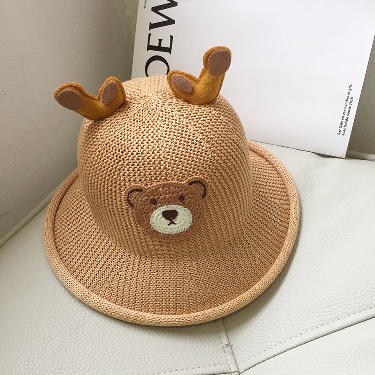 Nón Tai Gấu Bằng Cotton Thoáng Khí Thời Trang Mùa Hè Dễ Thương Cho Trẻ Em
