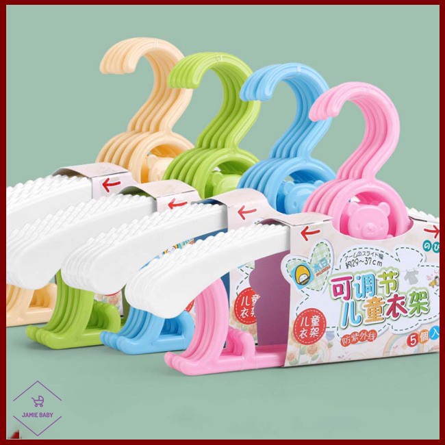 Móc treo quần áo cho bé bộ 5 cái, móc làm bằng nhựa an toàn sử dụng - jamiebaby chăm sóc trẻ sơ sinh